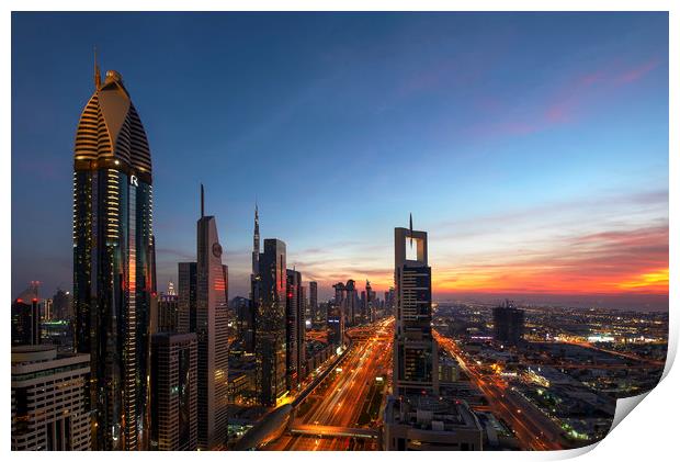 Sunset Dubai Print by Dave Wragg