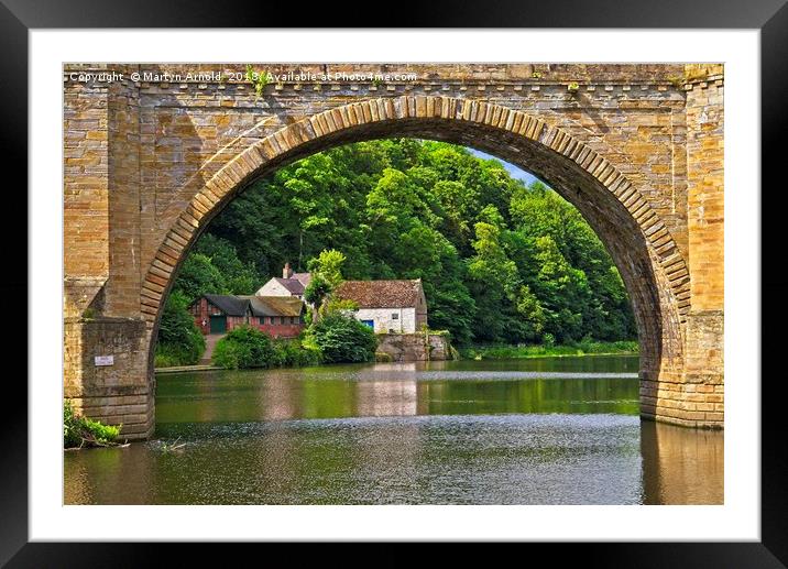 RIver Wear, Prebends Bridge  and Boathouse in Durh Framed Mounted Print by Martyn Arnold
