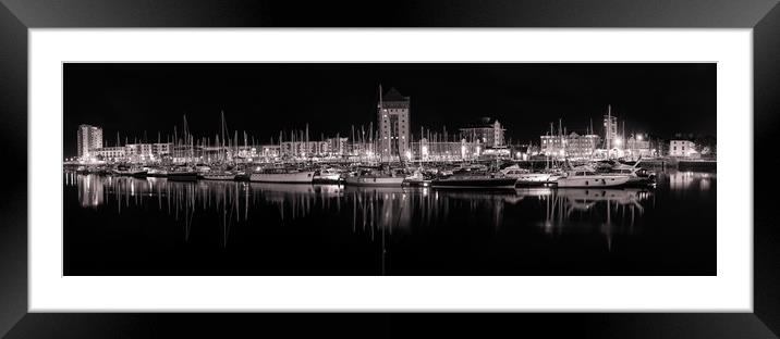 Night Reflections on the river Tawe  Framed Mounted Print by Dean Merry