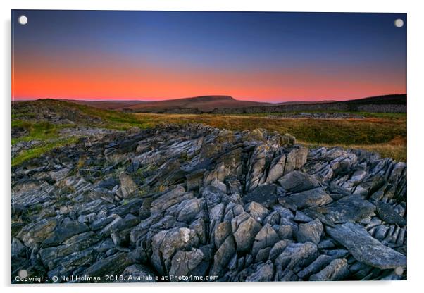 Limestone Sunrise, Penwyllt  Acrylic by Neil Holman