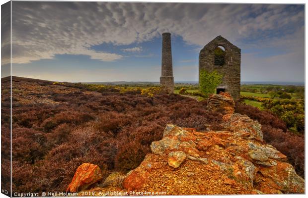 Pumphouse and Chimney, Parys Mountain, Anglesey  Canvas Print by Neil Holman