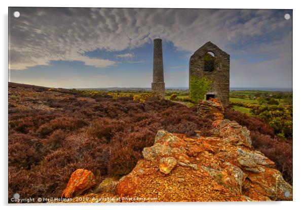 Pumphouse and Chimney, Parys Mountain, Anglesey  Acrylic by Neil Holman