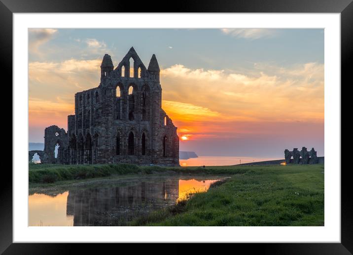 Sunset at Whitby Abbey Framed Mounted Print by Thomas Schaeffer