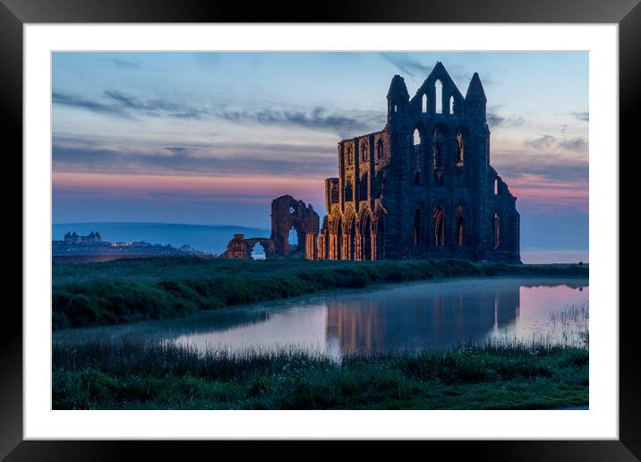 Sunset at Whitby Abbey Framed Mounted Print by Thomas Schaeffer
