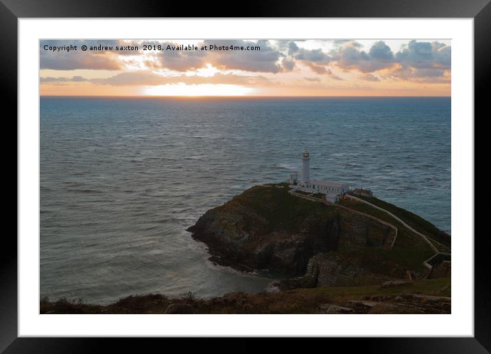 LIGHTHOUSE SUNSET Framed Mounted Print by andrew saxton