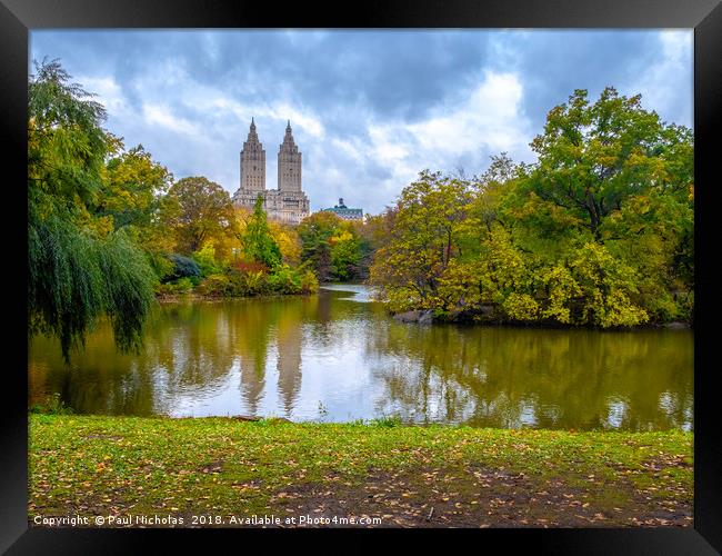 The Lake at Central Park Framed Print by Paul Nicholas