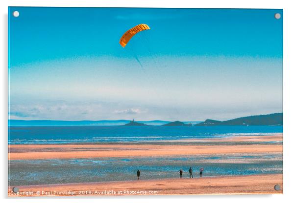 Swansea Beach Kite Flyers Acrylic by Paul F Prestidge