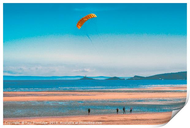 Swansea Beach Kite Flyers Print by Paul F Prestidge