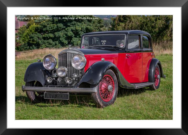 1934 Bentley Car Framed Mounted Print by Adrian Evans