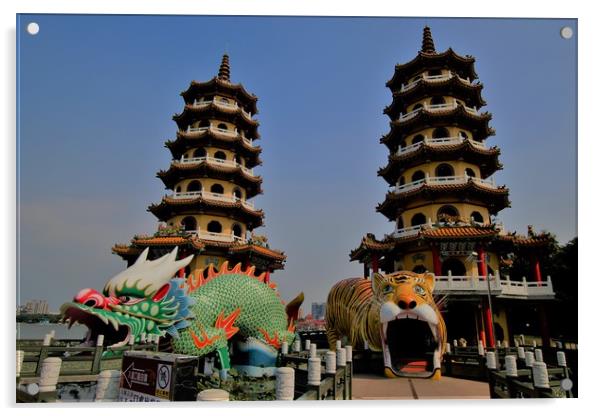 Dragon and Tiger Pagoda Acrylic by raymond mcintosh