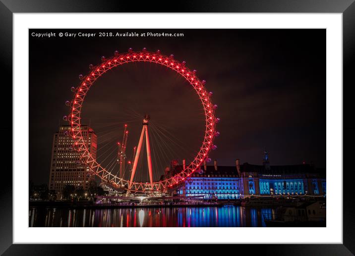London Eye At Night Framed Mounted Print by Gary Cooper