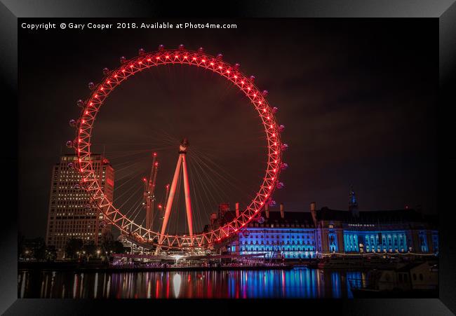 London Eye At Night Framed Print by Gary Cooper