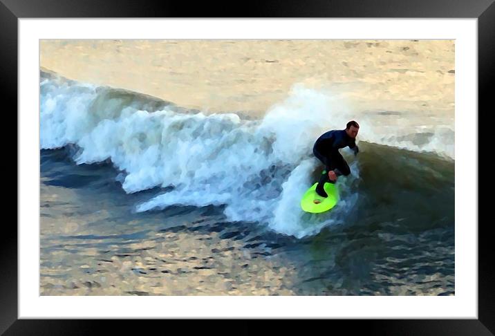 Surfer riding the wave                             Framed Mounted Print by Anthony Kellaway