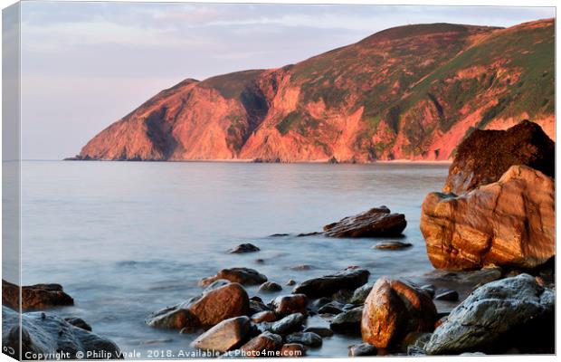 Lynmouth Sunset Over Countisbury Hill. Canvas Print by Philip Veale