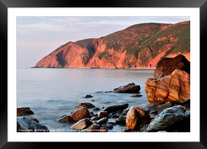Lynmouth Sunset Over Countisbury Hill. Framed Mounted Print by Philip Veale