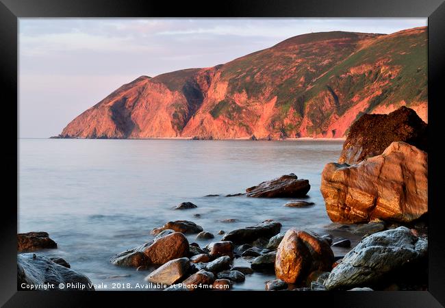 Lynmouth Sunset Over Countisbury Hill. Framed Print by Philip Veale