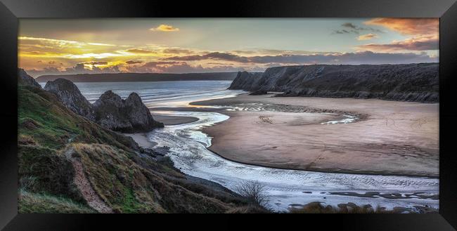 Evening at Three Cliffs Bay Gower Framed Print by Leighton Collins