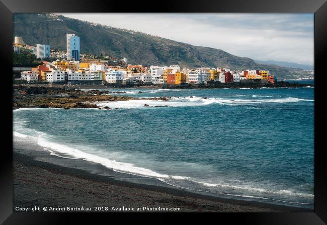 Playa Jardin with black sand in Tenerife Framed Print by Andrei Bortnikau