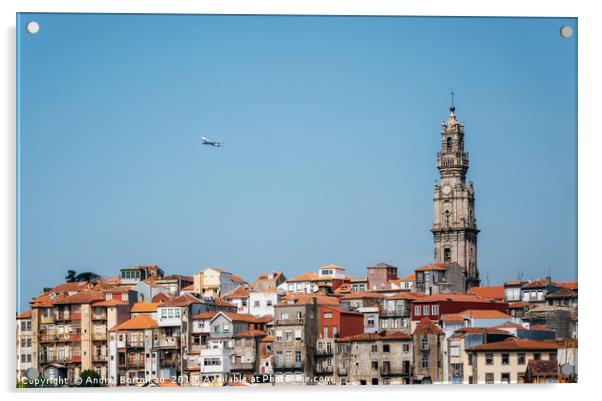 Porto cityscape with Clerigos tower, Portugal Acrylic by Andrei Bortnikau
