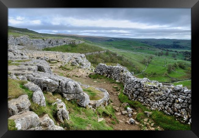  Malham Cove Descent Framed Print by Diana Mower