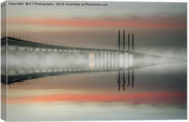 Mist over the Öresundsbron Canvas Print by K7 Photography