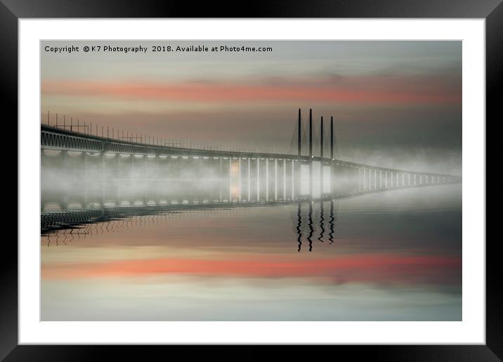 Mist over the Öresundsbron Framed Mounted Print by K7 Photography