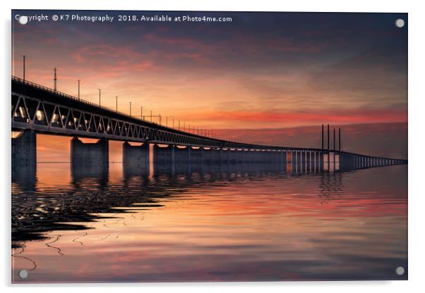 The Oresund Bridge at Sunset Acrylic by K7 Photography