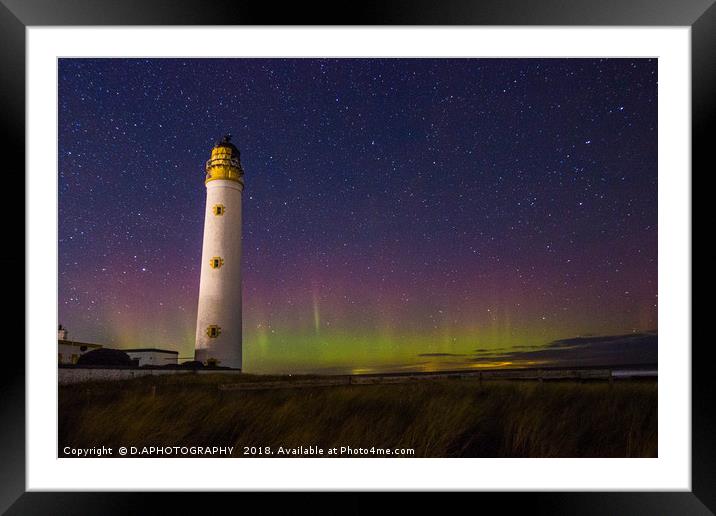 Barns ness lighthouse aurora Framed Mounted Print by D.APHOTOGRAPHY 