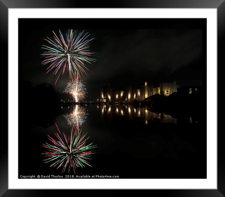 Caernarfon Fireworks Framed Mounted Print by David Thurlow