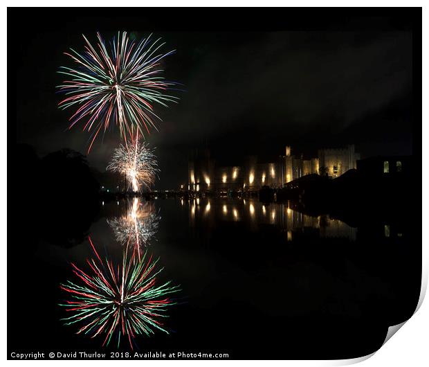 Caernarfon Fireworks Print by David Thurlow