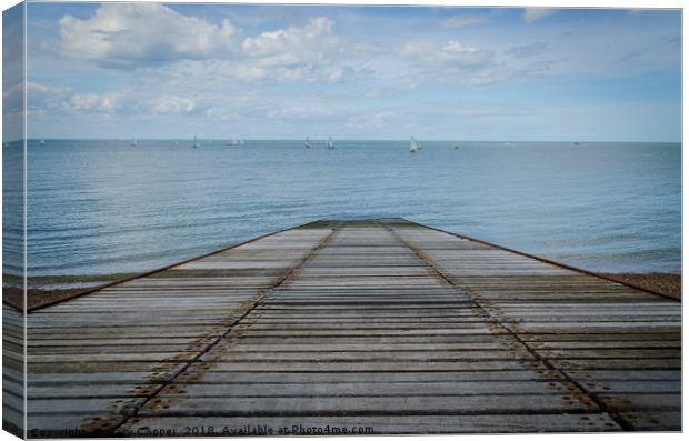 Jetty Off Pegwell Beach Canvas Print by Gary Cooper