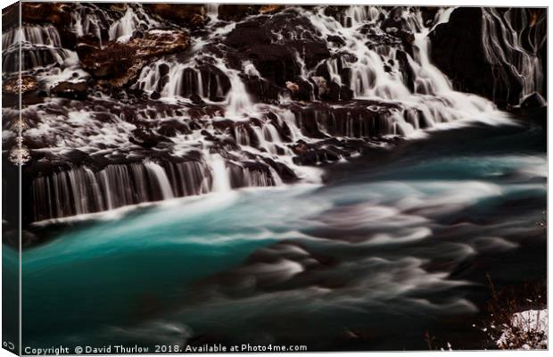 Glacial Waterfall Canvas Print by David Thurlow