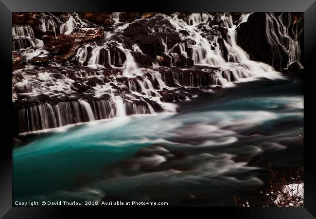 Glacial Waterfall Framed Print by David Thurlow