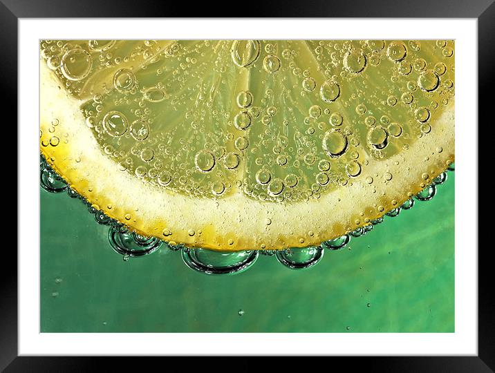 Lemon and Bubbles Framed Mounted Print by Mike Gorton