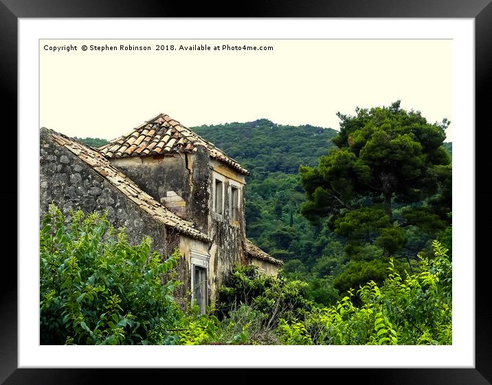 Derelict stone building with a wooded hillside Framed Mounted Print by Stephen Robinson