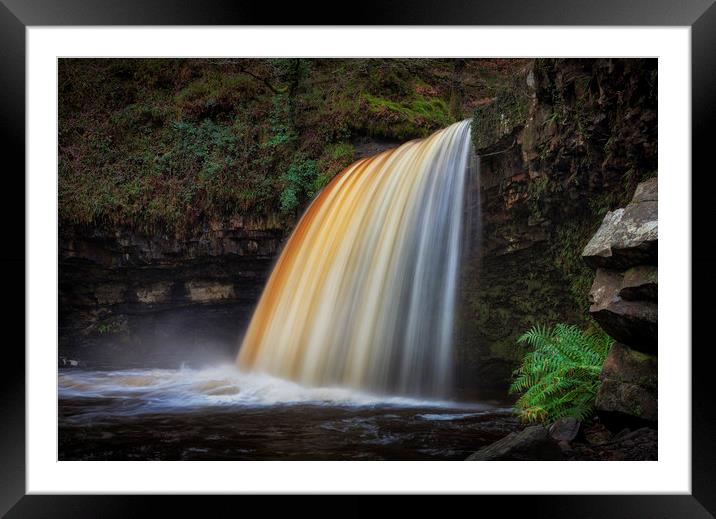 Lady Falls in full flow Framed Mounted Print by Leighton Collins