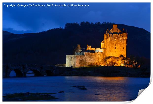 Eilean Donan Castle at twilight Print by Angus McComiskey