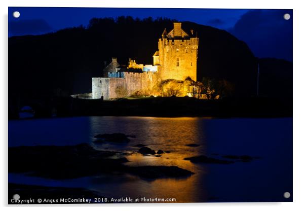 Eilean Donan Castle by night Acrylic by Angus McComiskey
