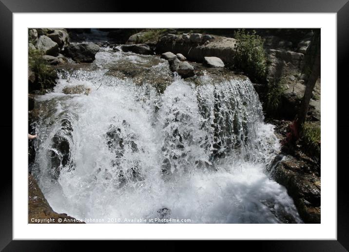 Mountain waterfalls - Pamir Mountains Framed Mounted Print by Annette Johnson