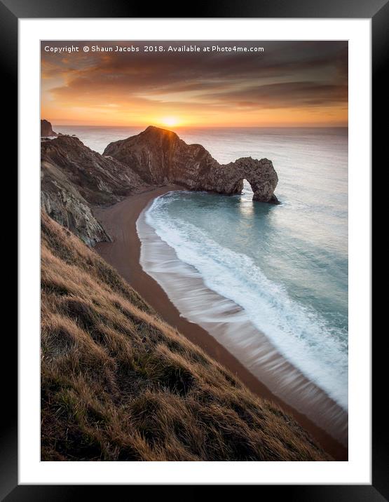 Warming Winter sunrise at Durdle Door  Framed Mounted Print by Shaun Jacobs