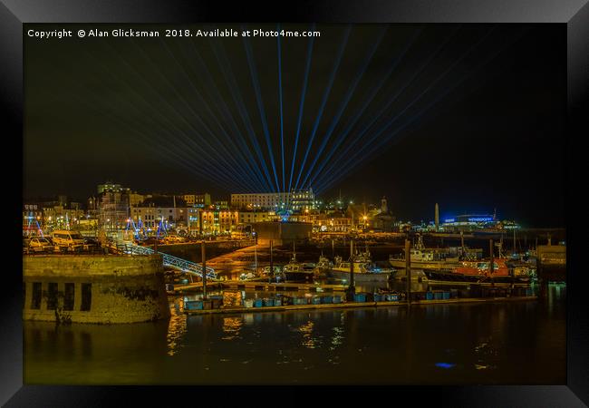 laser light display over the harbour Framed Print by Alan Glicksman