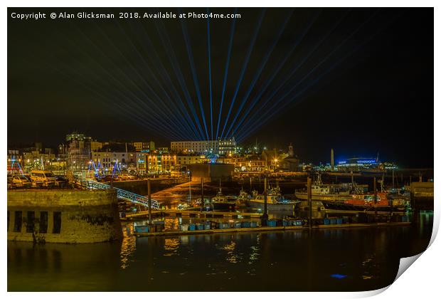 laser light display over the harbour Print by Alan Glicksman