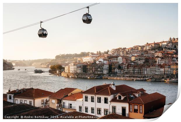 Old town of Porto on Douro River, Portugal. Print by Andrei Bortnikau