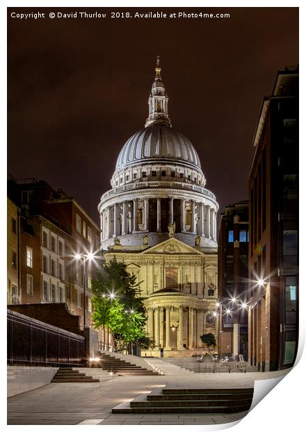 St Paul's Cathedral in London. Print by David Thurlow