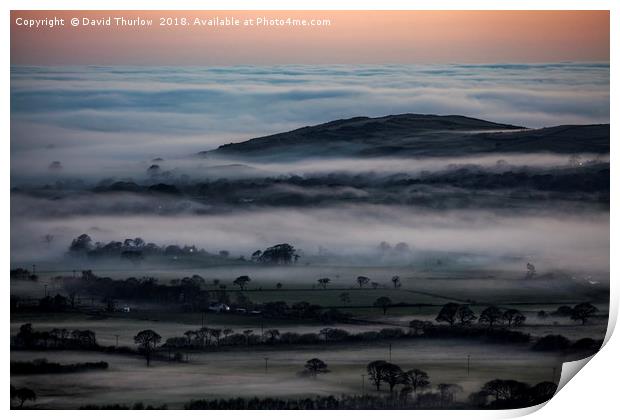 Welsh Evening Sea Mist Print by David Thurlow