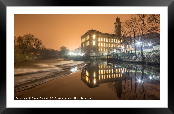 Saltaire on a misty night Framed Mounted Print by David Oxtaby  ARPS