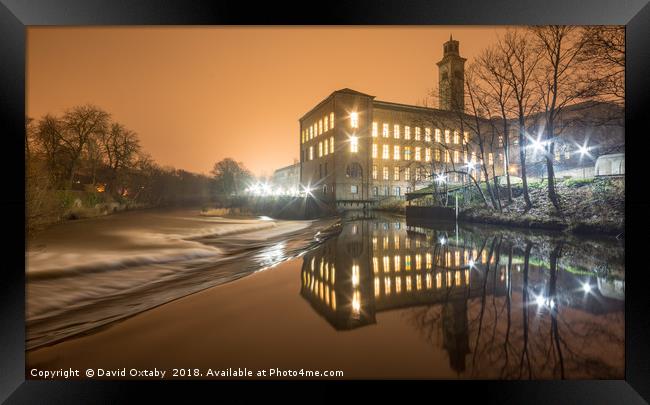 Saltaire on a misty night Framed Print by David Oxtaby  ARPS