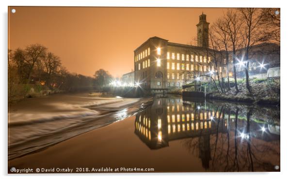 Saltaire on a misty night Acrylic by David Oxtaby  ARPS