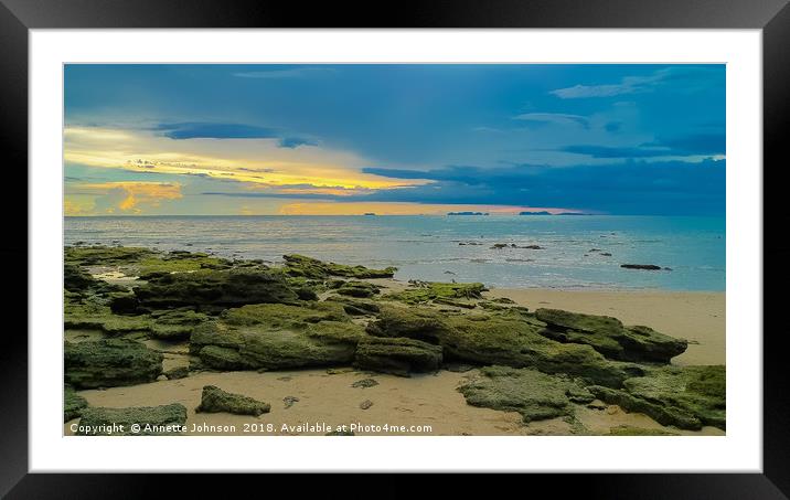 Klong Khong Beach Sunset Framed Mounted Print by Annette Johnson