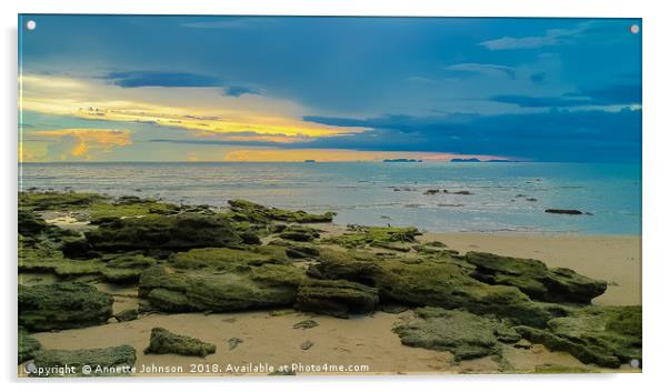 Klong Khong Beach Sunset Acrylic by Annette Johnson